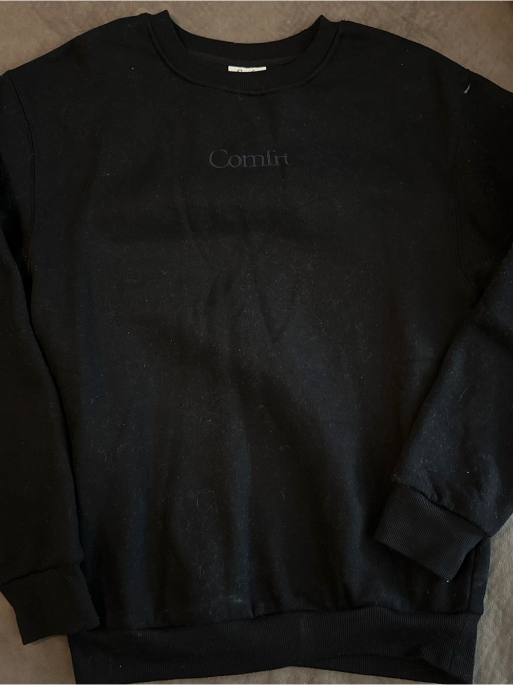 Comfrit Women's Black Crewneck Sweatshirt